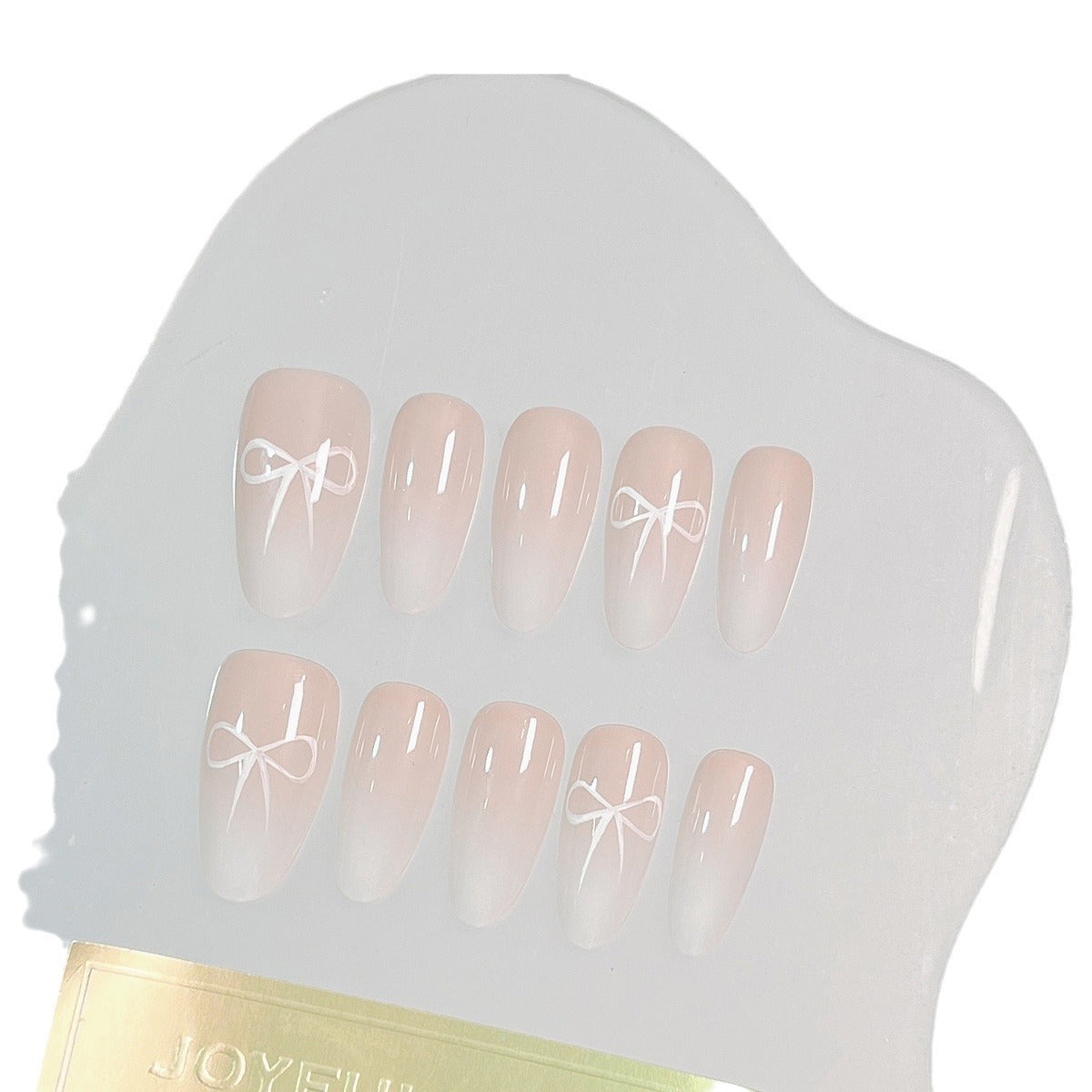 Gentle Nude Fake Nail Patch Set with French Butterfly Design - Multiple Sizes