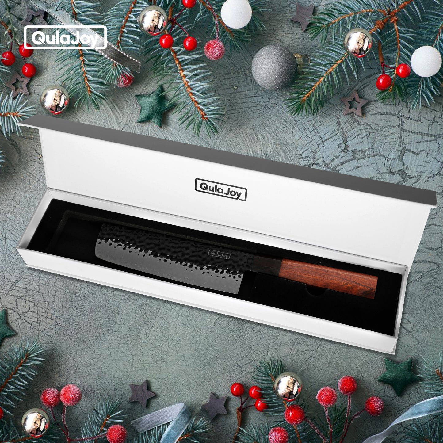 Professional Japanese Santoku Knife - 9Cr18Mov Blade, Rosewood Handle
