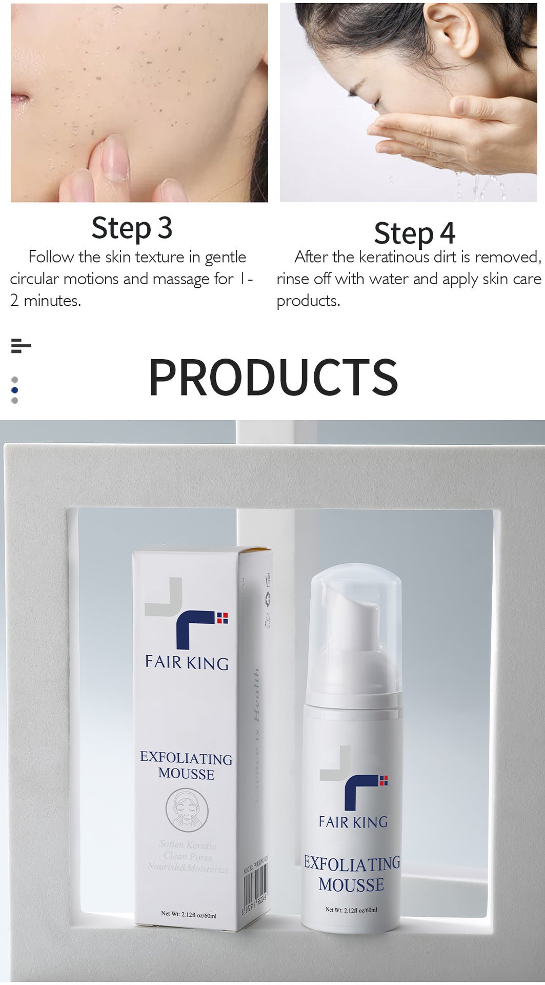 Exfoliating Mousse Facial Cleanser 60ml - Skin Care for Smooth Skin