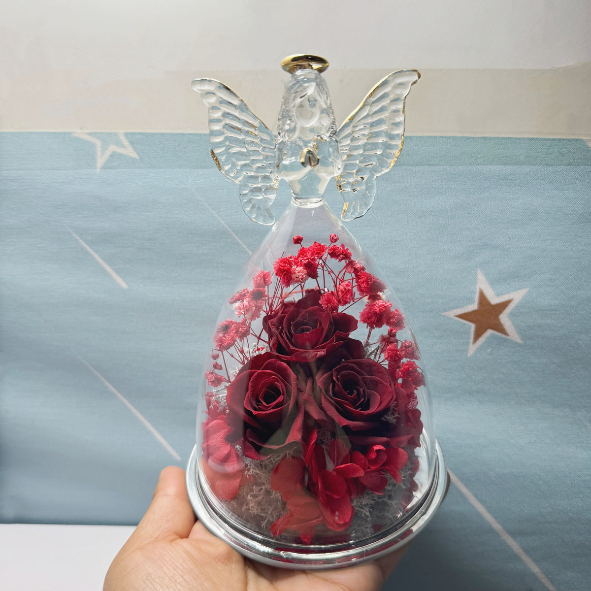 Christmas & Valentine's Day Rose Bouquet Ornament with Light - Handmade Gift