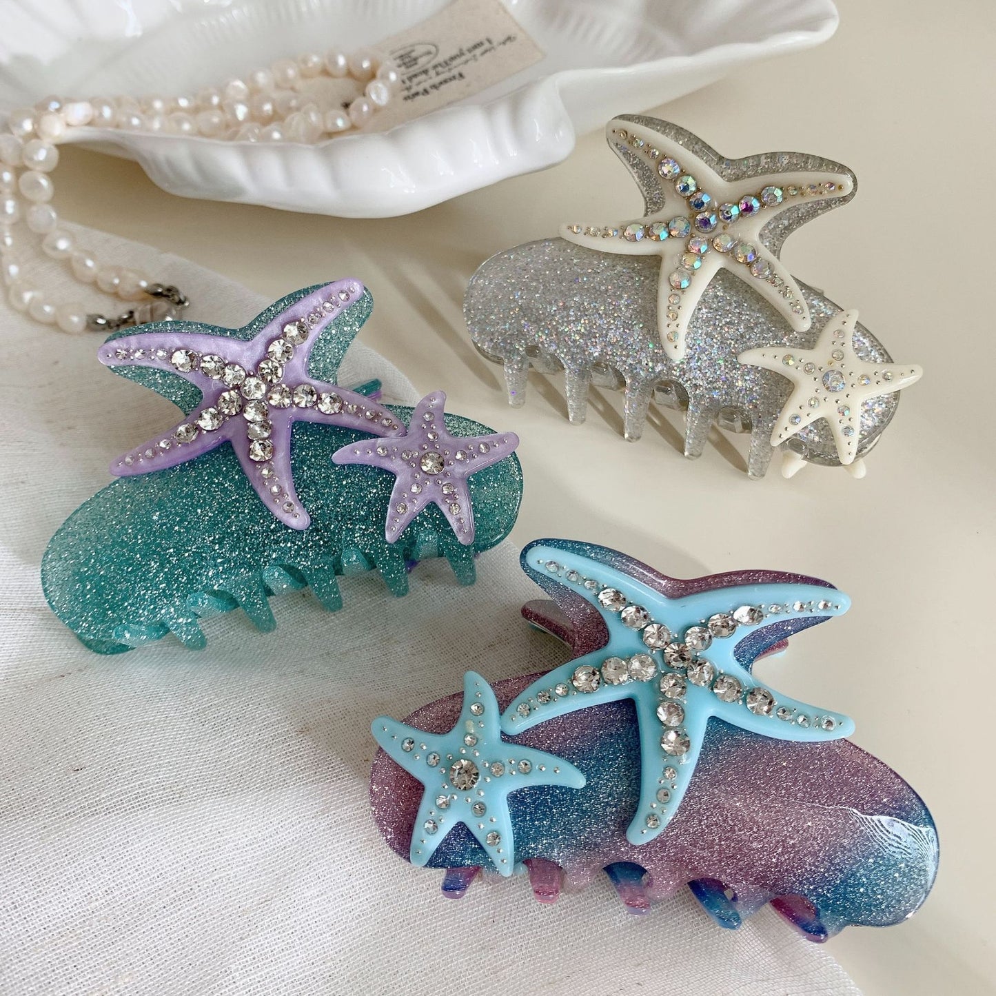 Korean Style Large Hair Clip with Diamond Accent - Multiple Colors