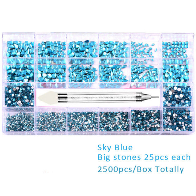 Nail Art Drill Kit with Glass Diamond Organizer Box