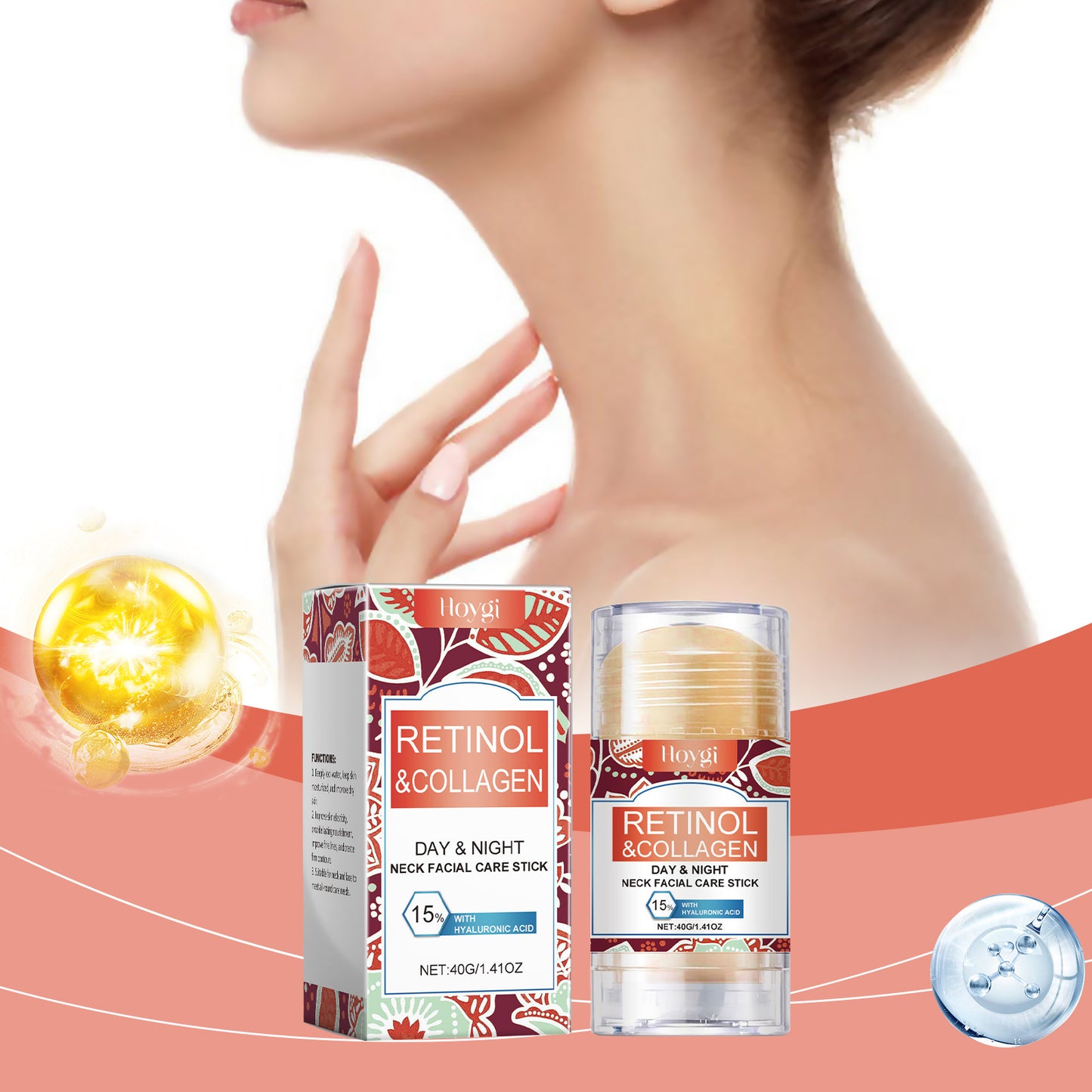 Firming Neck and Face Moisturizing Stick - Collagen & Hyaluronic Acid
