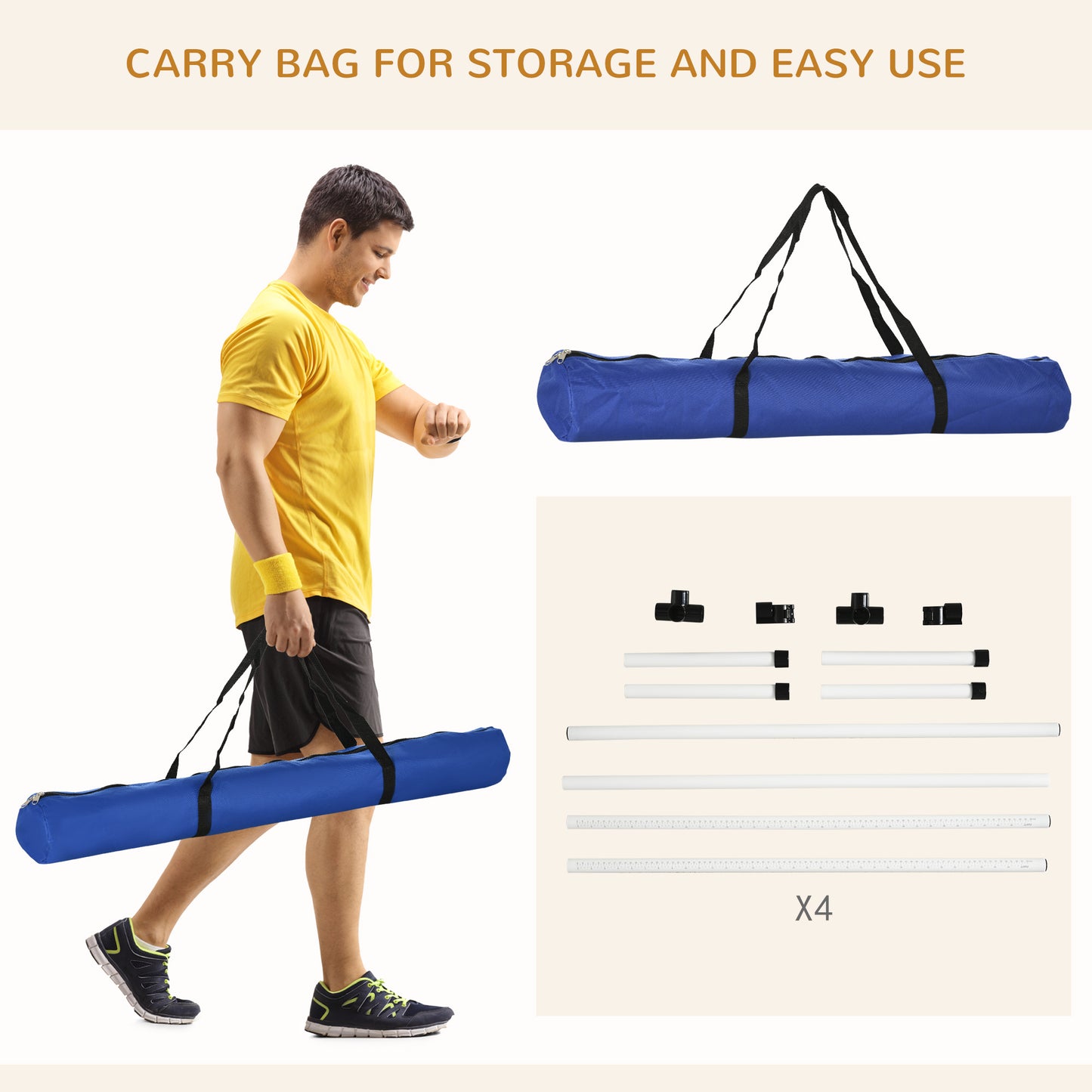 Dog Agility Training Equipment Set with Height-Adjustable Jump Poles - White, 4 Pieces