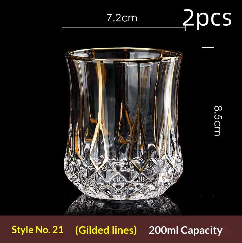 Large Gold-Trimmed Gin Crystal Glass - Vintage Drinkware for Bar & Kitchen
