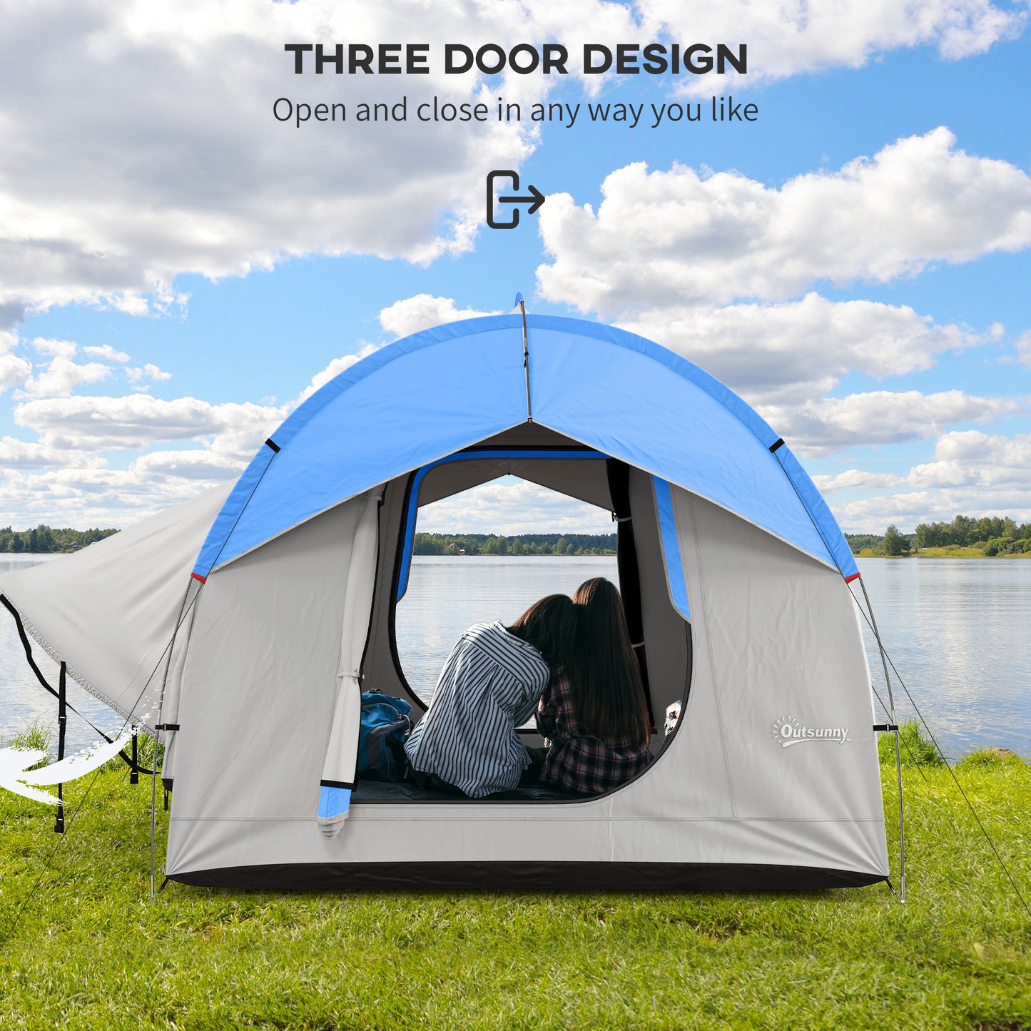 2000mm Waterproof Car Tent for 5-6 People - Gray & Blue