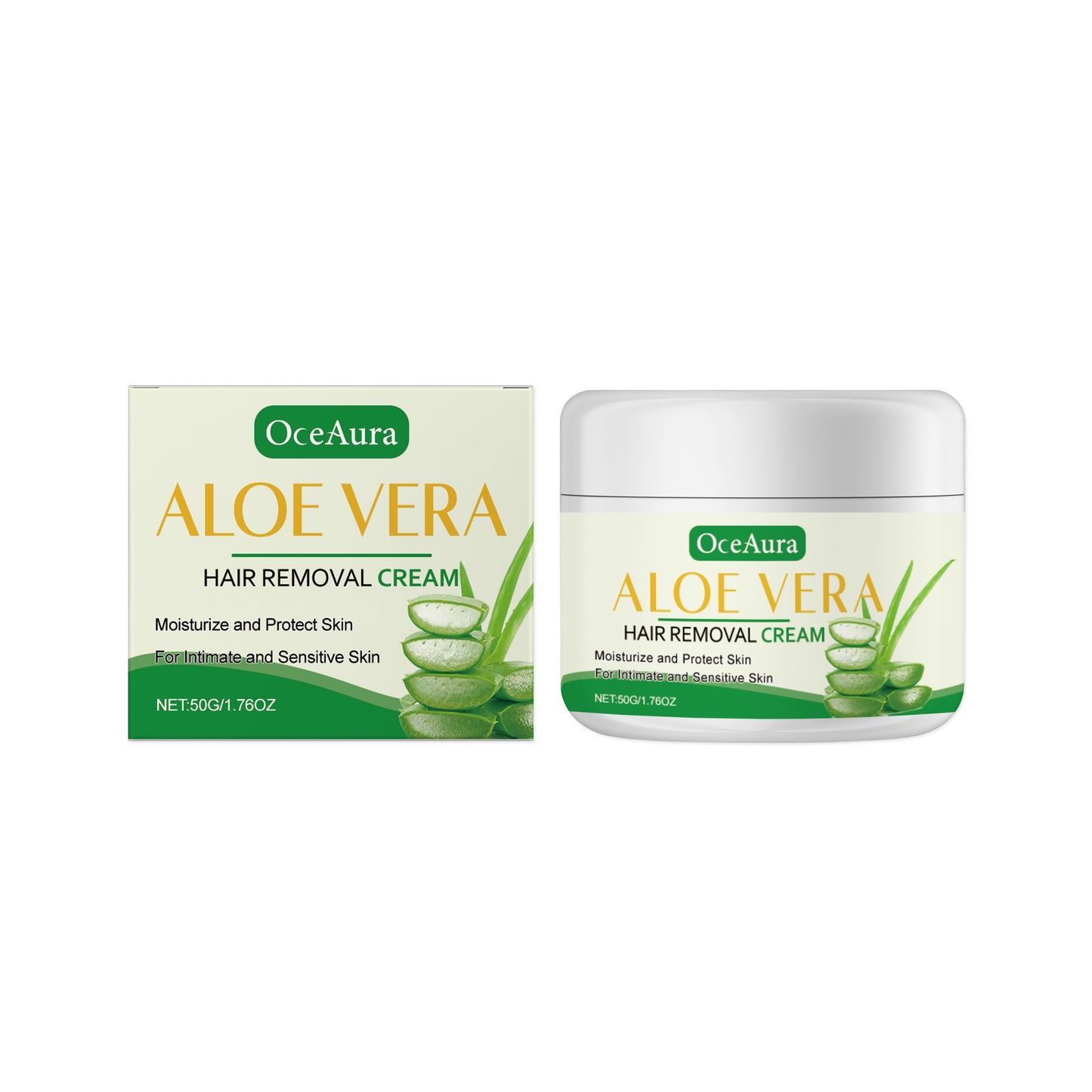 Aloe Vera Hair Removal Cream 50g - Moisturizing Depilatory for Skin