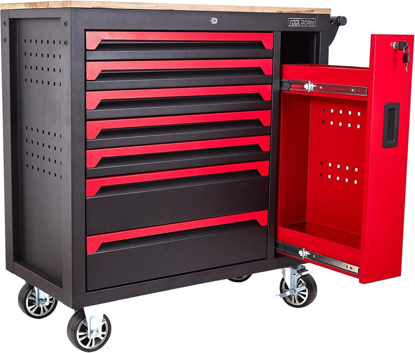 36-Inch 8-Drawer Tool Storage Cabinet Steel Garage Organizer with Casters