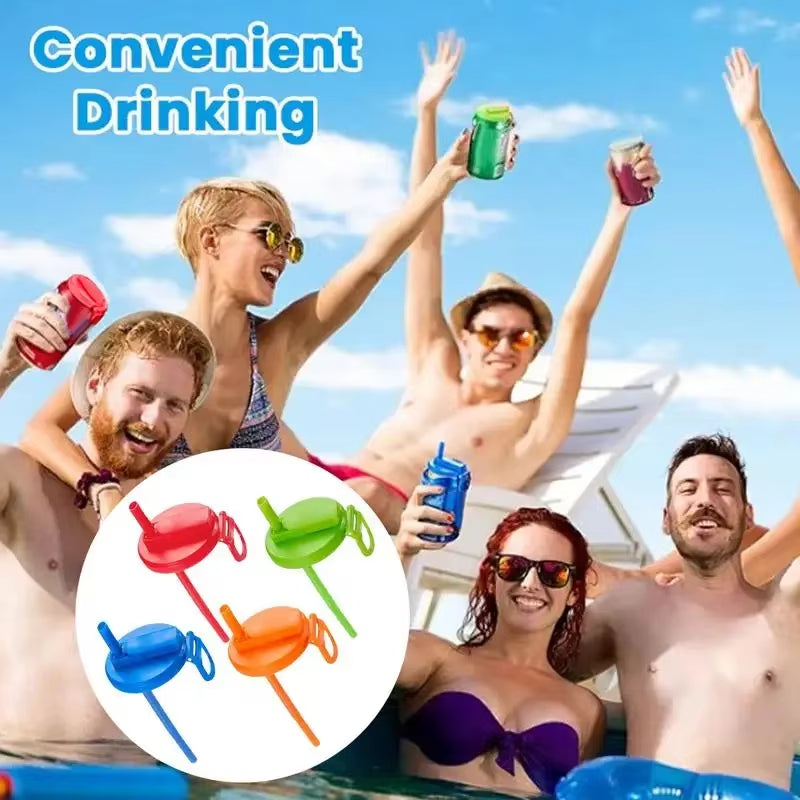 Reusable Soda Can Lid with Straw - Fits Standard Coke & Beverage Cans