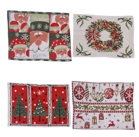 Christmas Knitted Cloth Placemats Set - Holiday Table Decor for Home