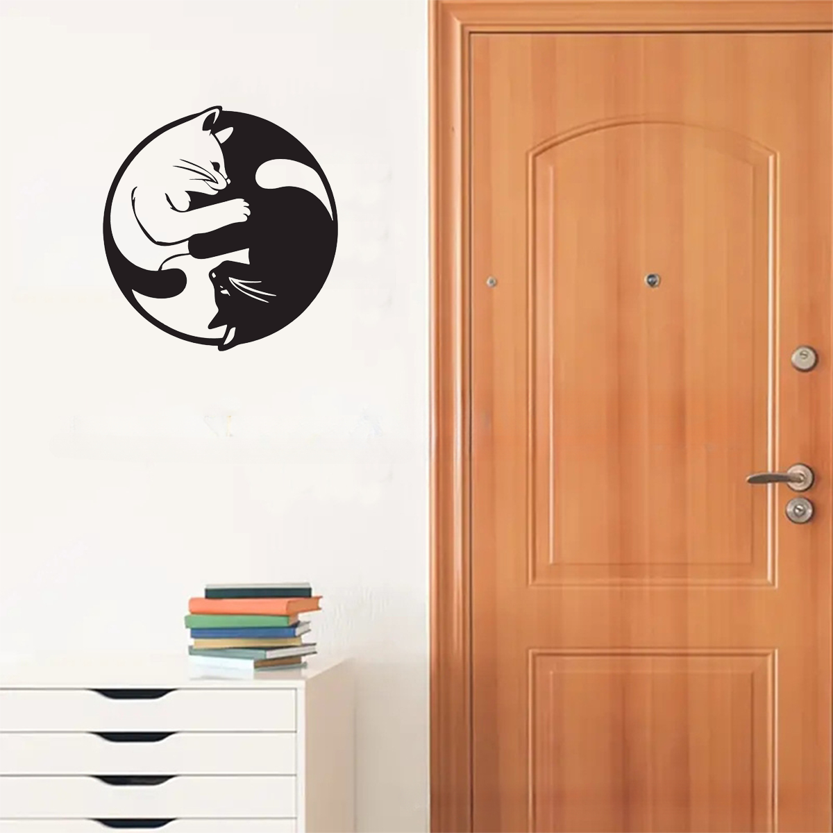 Yin Yang Cat Wall Art Sculpture - Handmade Wrought Iron Decor