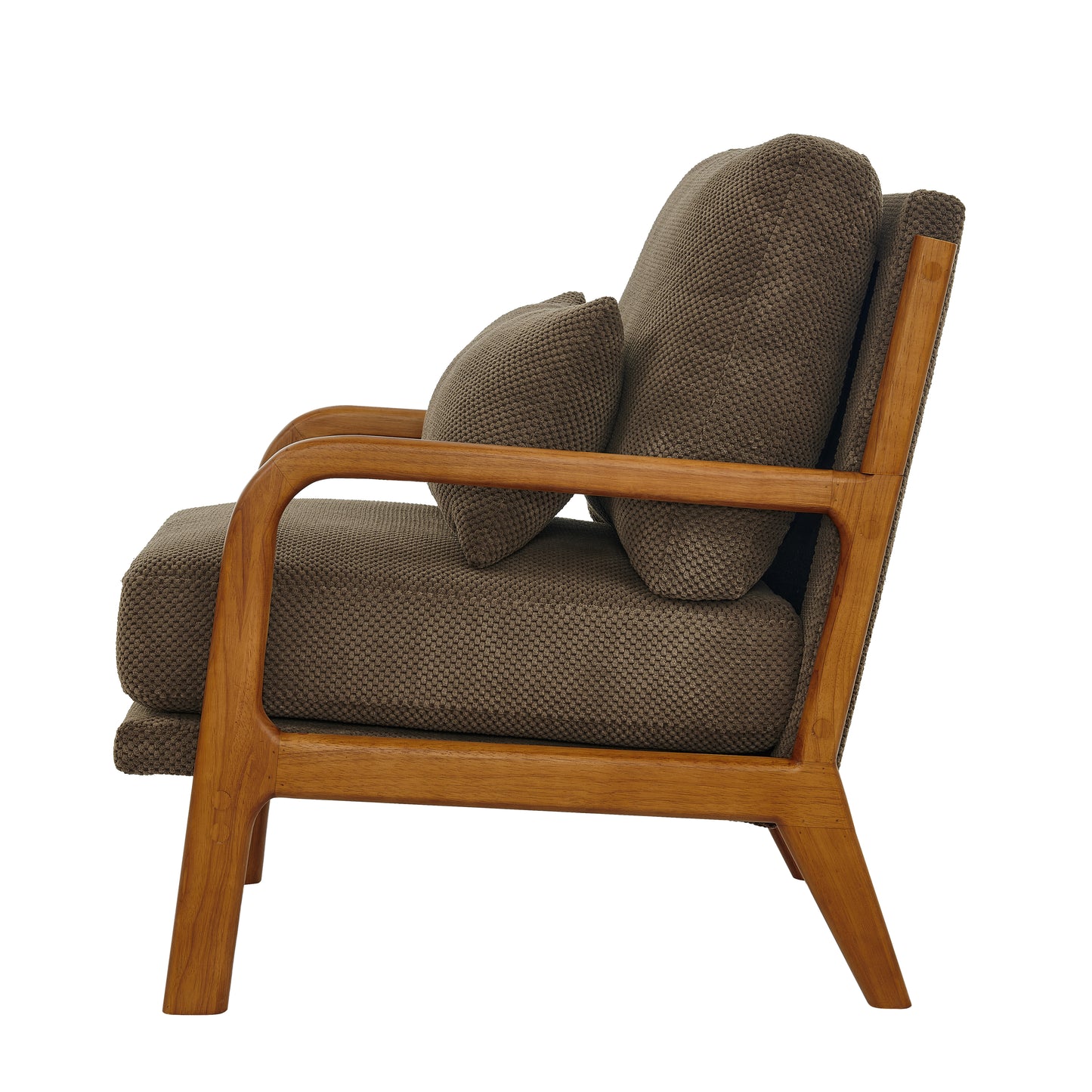 Mid-Century Modern Wooden Lounge Chair - Coffee Upholstery