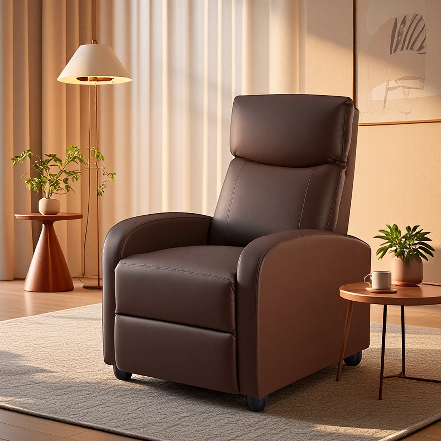 Adjustable Reclining Sofa with Lumbar Support and High-Density Foam