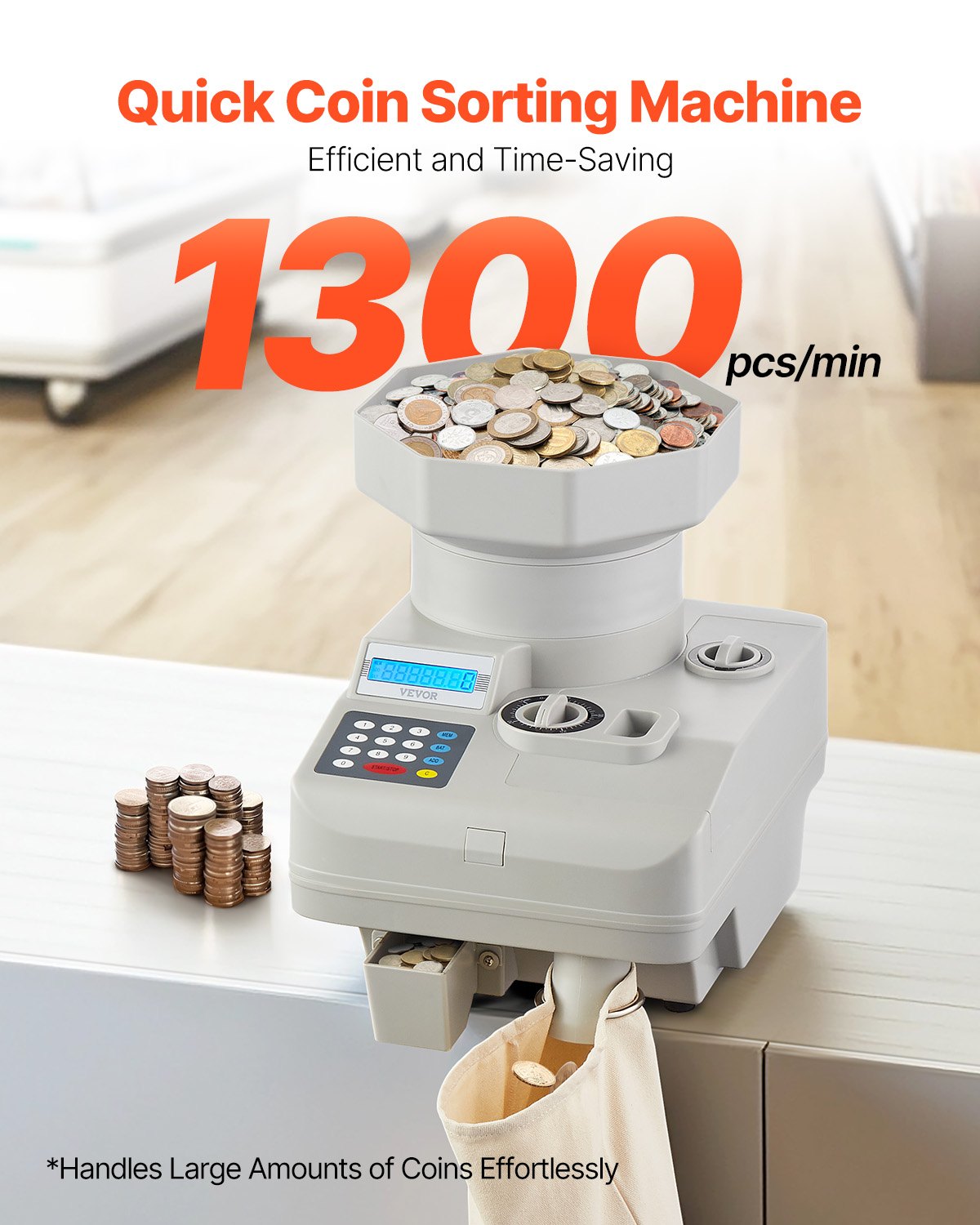 Heavy Duty Coin Counter - Automatic Coin Sorter for All Coins