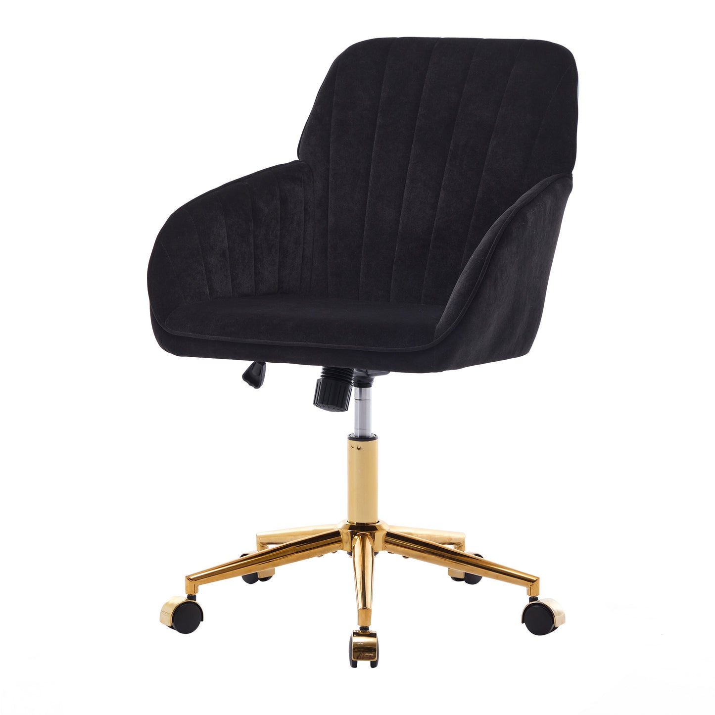 Ergonomic Adjustable Office Chair - Black Velvet Swivel Seat