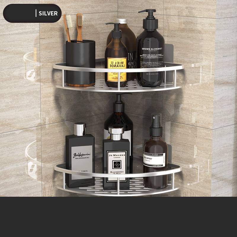 Aluminum Wall Shelf Bathroom & Kitchen Dual-Use Rectangular Storage Rack