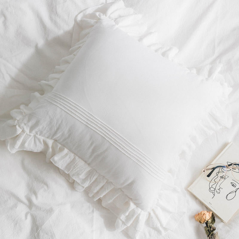 Small Cotton Pillowcase - Ruffled Pure Cotton Home Cushion Cover