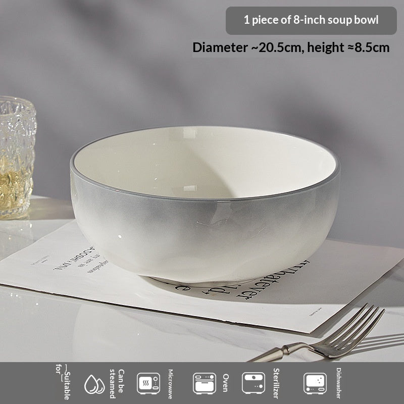 Gray Ceramic Bowls and Dishes Set for Kitchen Dining