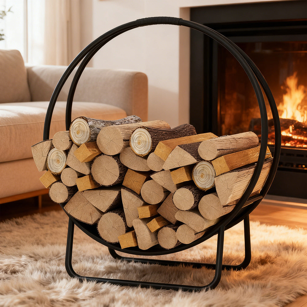 Firewood Log Hoop 20 Inch Round Heavy-duty Metal Curved Rack With