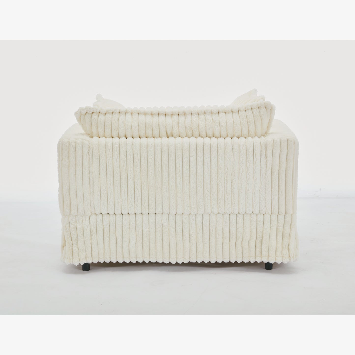 Oversized Corduroy Chaise Longue with Ottoman - Beige
