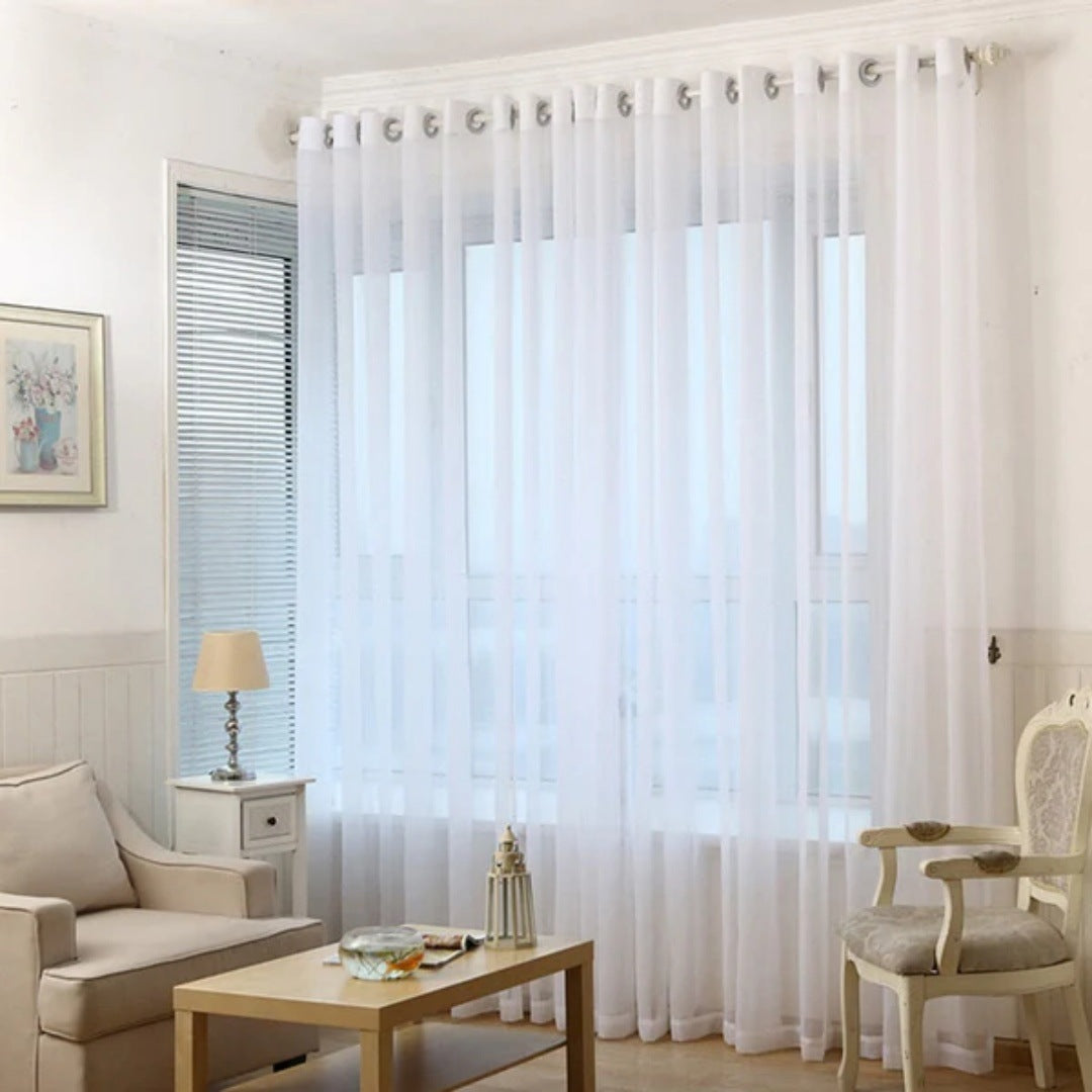 Minimalist White Sheer Curtain with Multiple Styles & Sizes