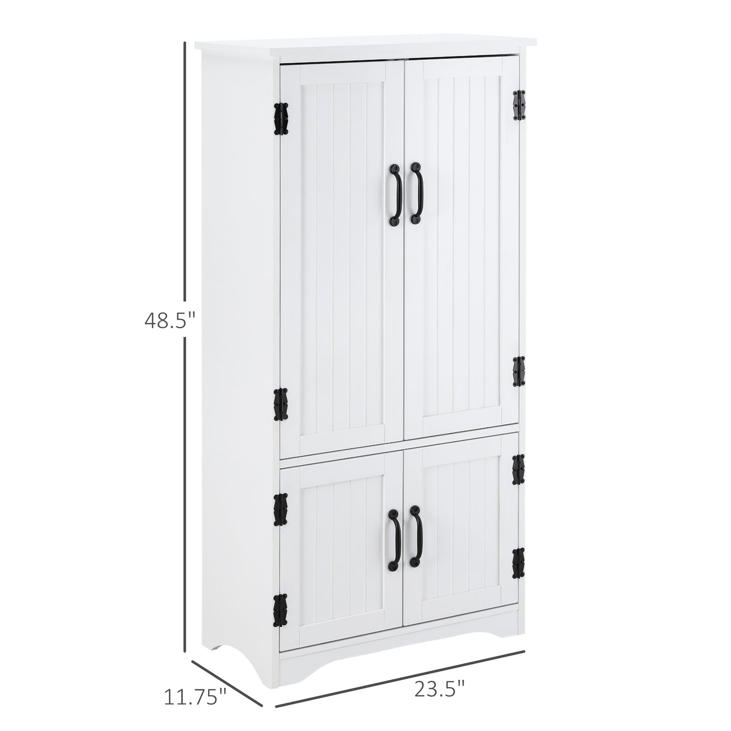 White Accent Floor Storage Cabinet with Adjustable Shelves