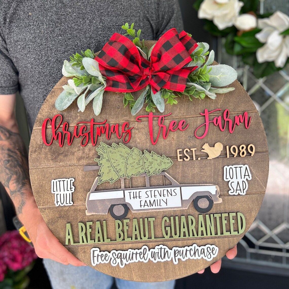 Wooden Front Door Sign Christmas Decorations Garland - Festive Holiday Home Decor