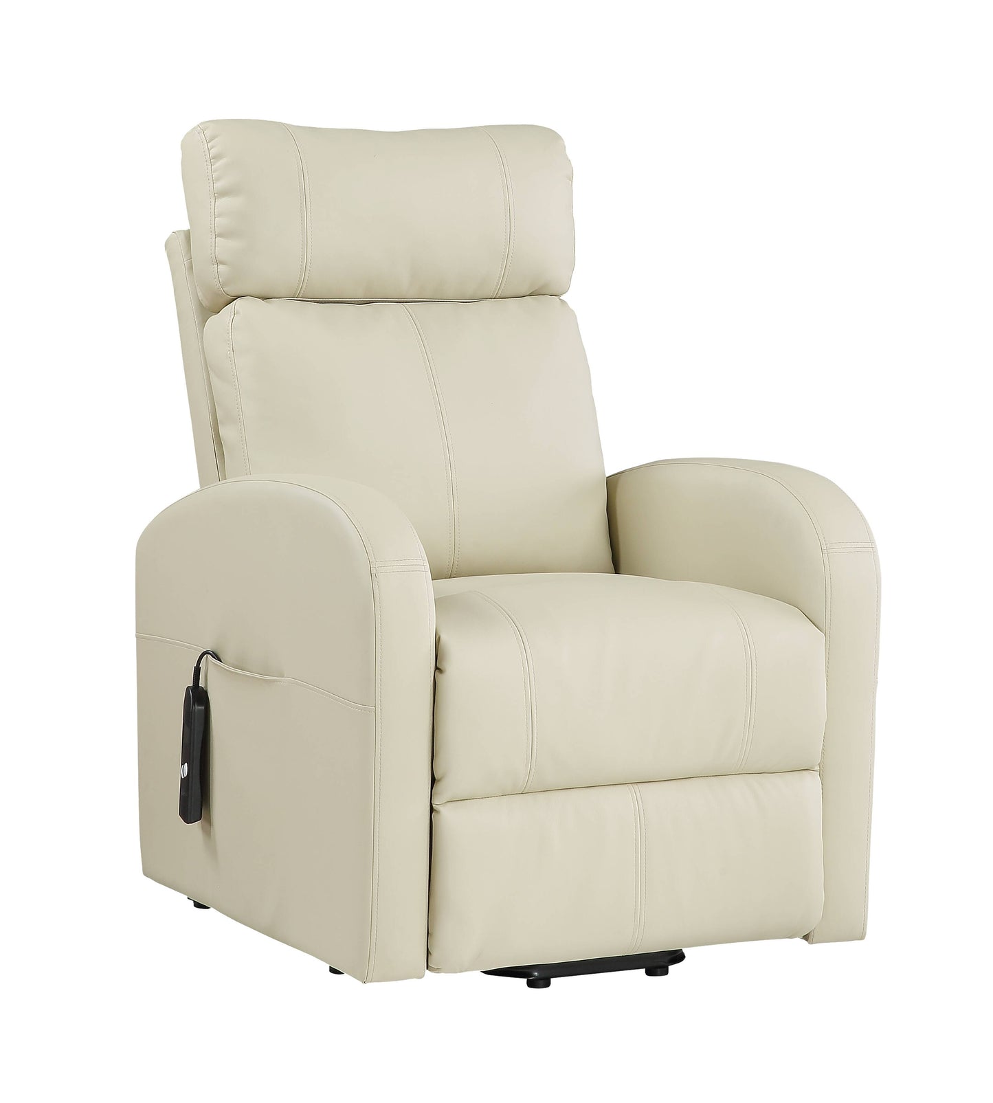 Beige Synthetic Leather Power Lift Recliner Chair