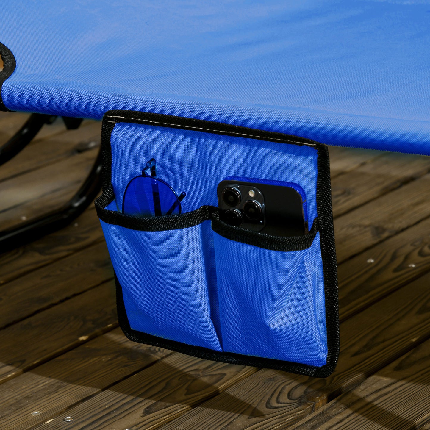 Folding Lounge Chairs Set of 2 with Sunshade - Blue