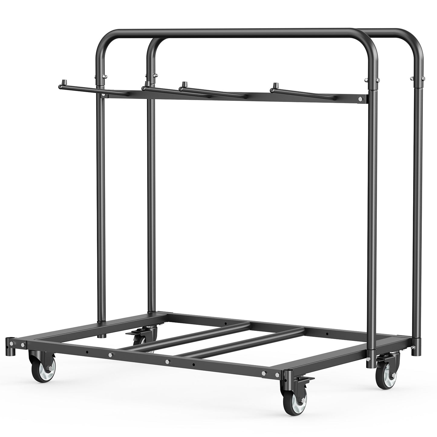 Heavy-Duty Folding Chair and Table Storage Cart with Casters - Black