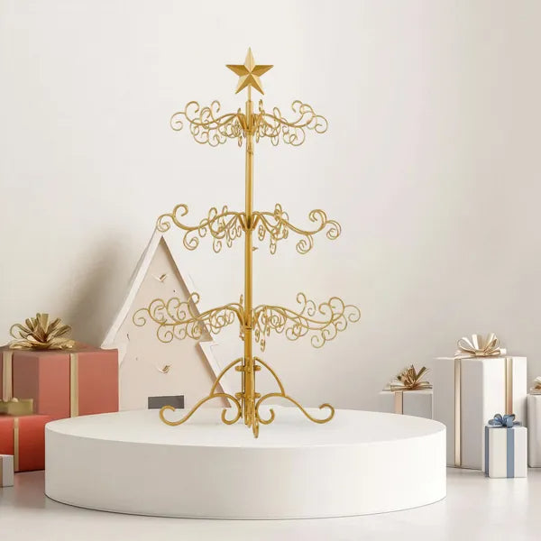 3ft Wrought Iron Christmas Tree Stand - Gold Ornament Display