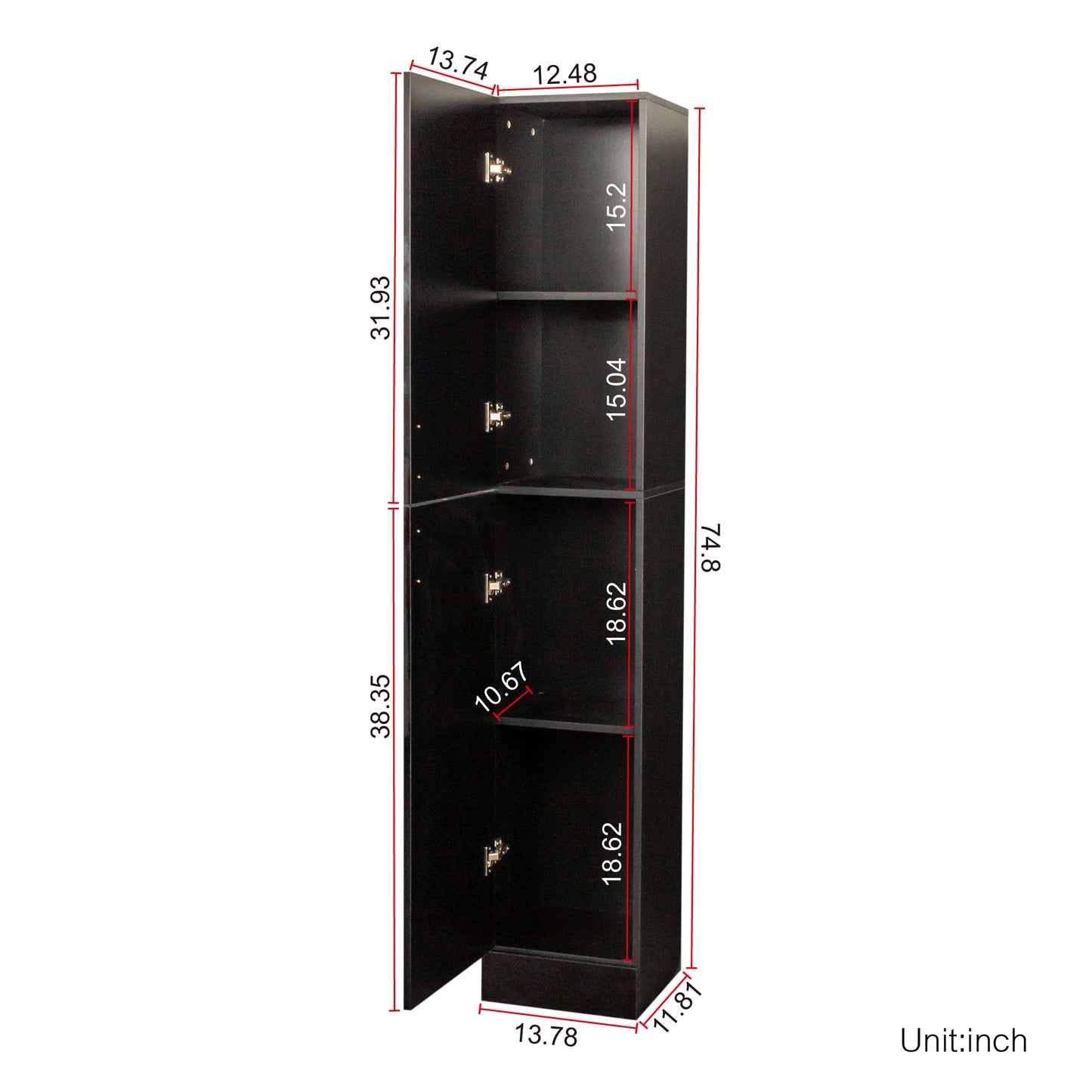 Freestanding Storage Cabinet with Adjustable Shelves - Black