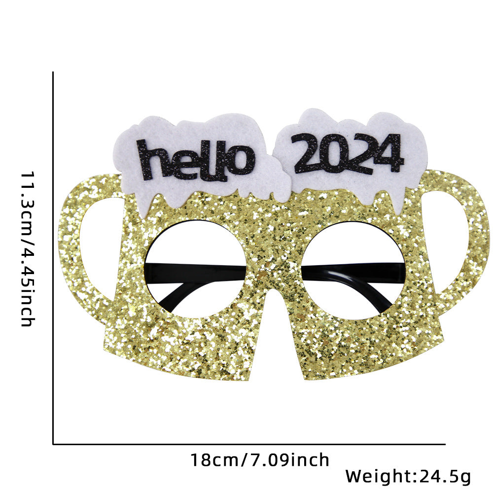 Funny New Year Party Glasses Photo Props - Holiday & Celebration Accessories