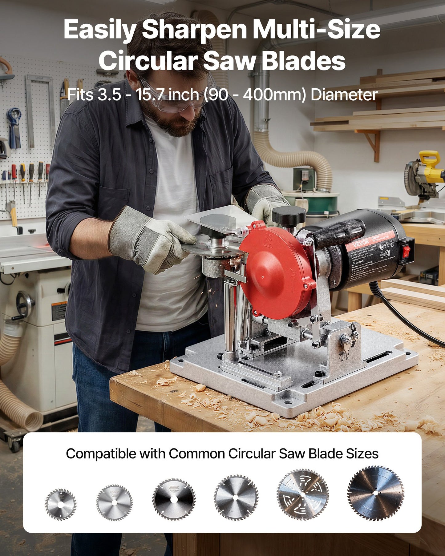 Circular Saw Blade Sharpener 140W Electric Grinder with Ceramic & Diamond Wheels