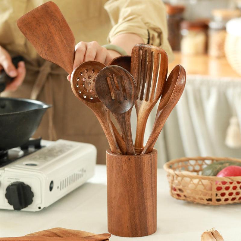 Lengthened Wooden Spatula Set Non-Stick Cooking Kitchenware Multiple Sizes