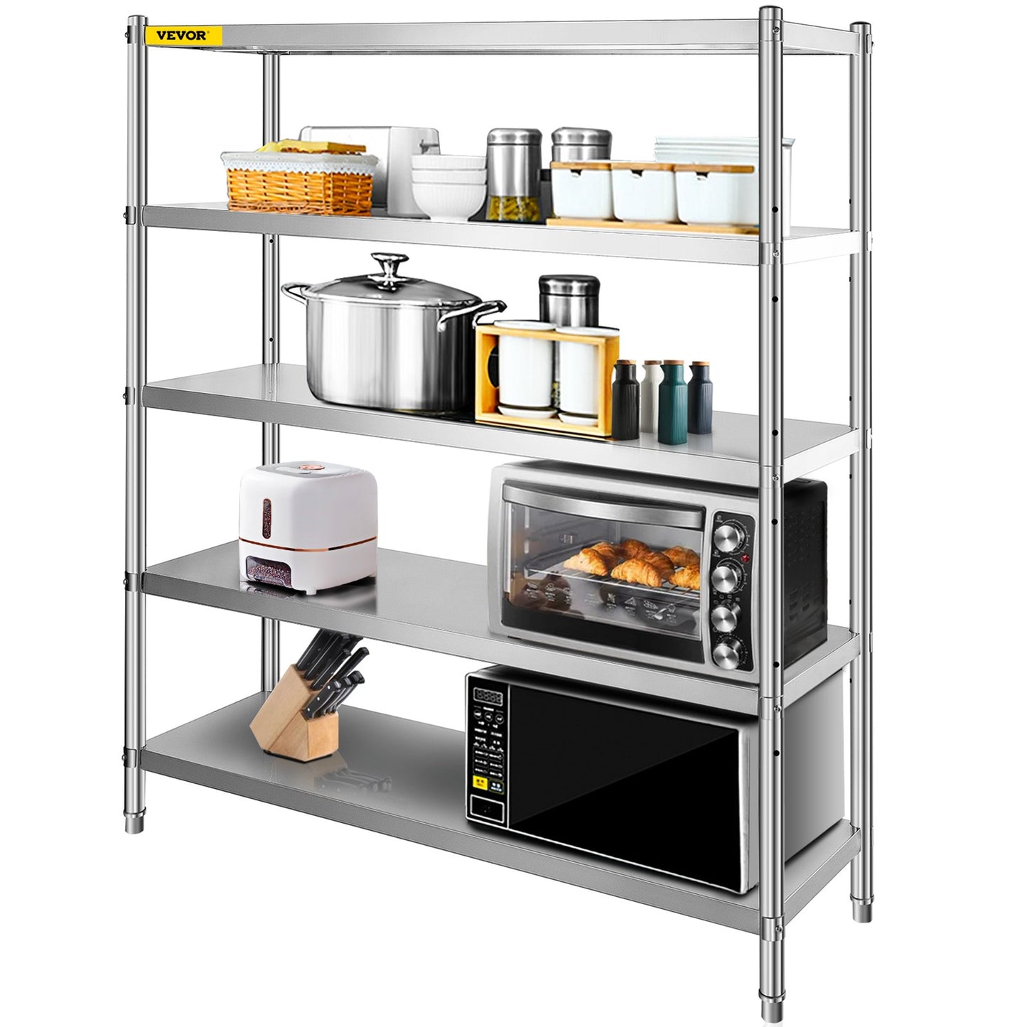 5-Tier Heavy Duty Storage Shelf - Stainless Steel, 1650 lbs Capacity