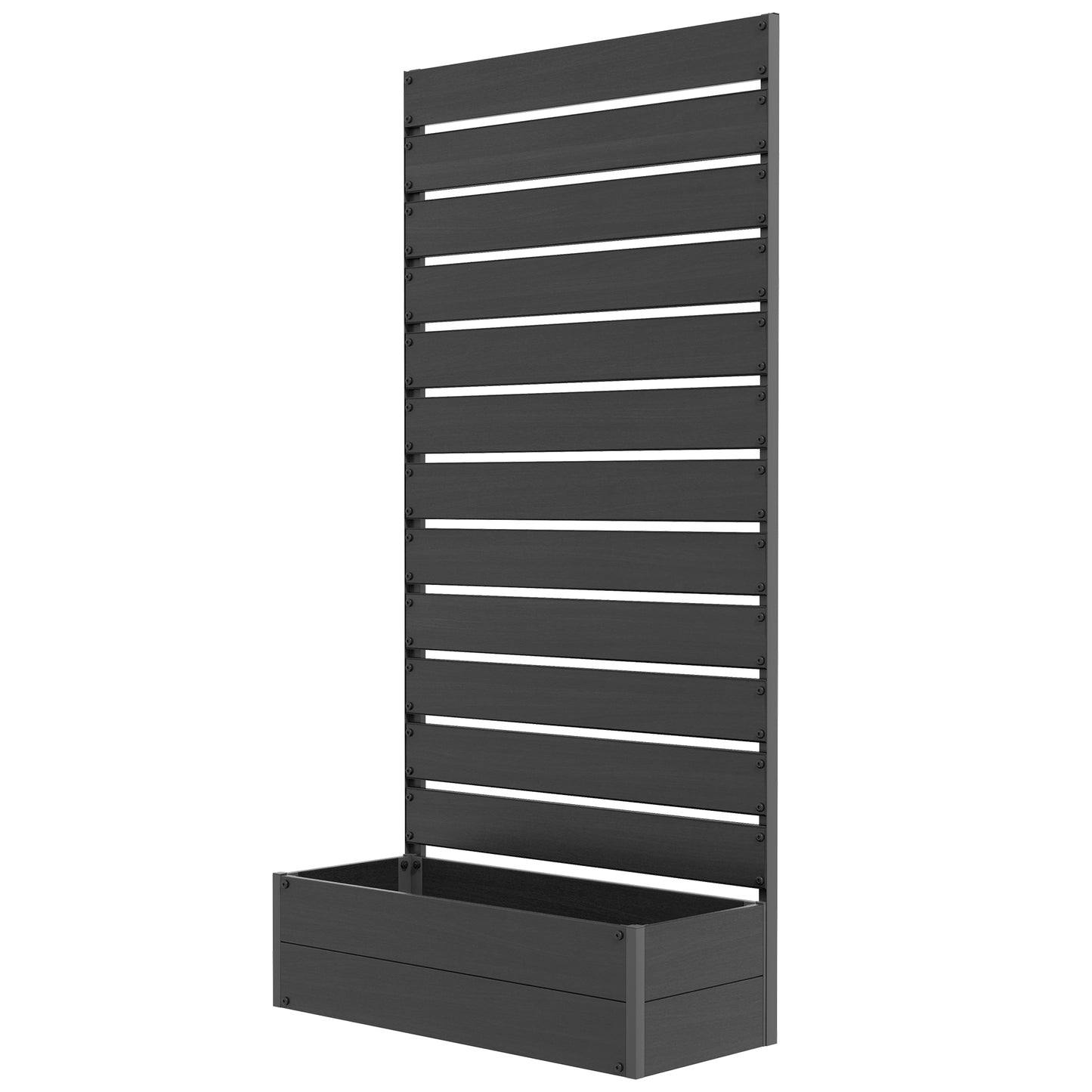 Raised Garden Bed with Trellis for Climbing Plants Outdoor Planter Box Black