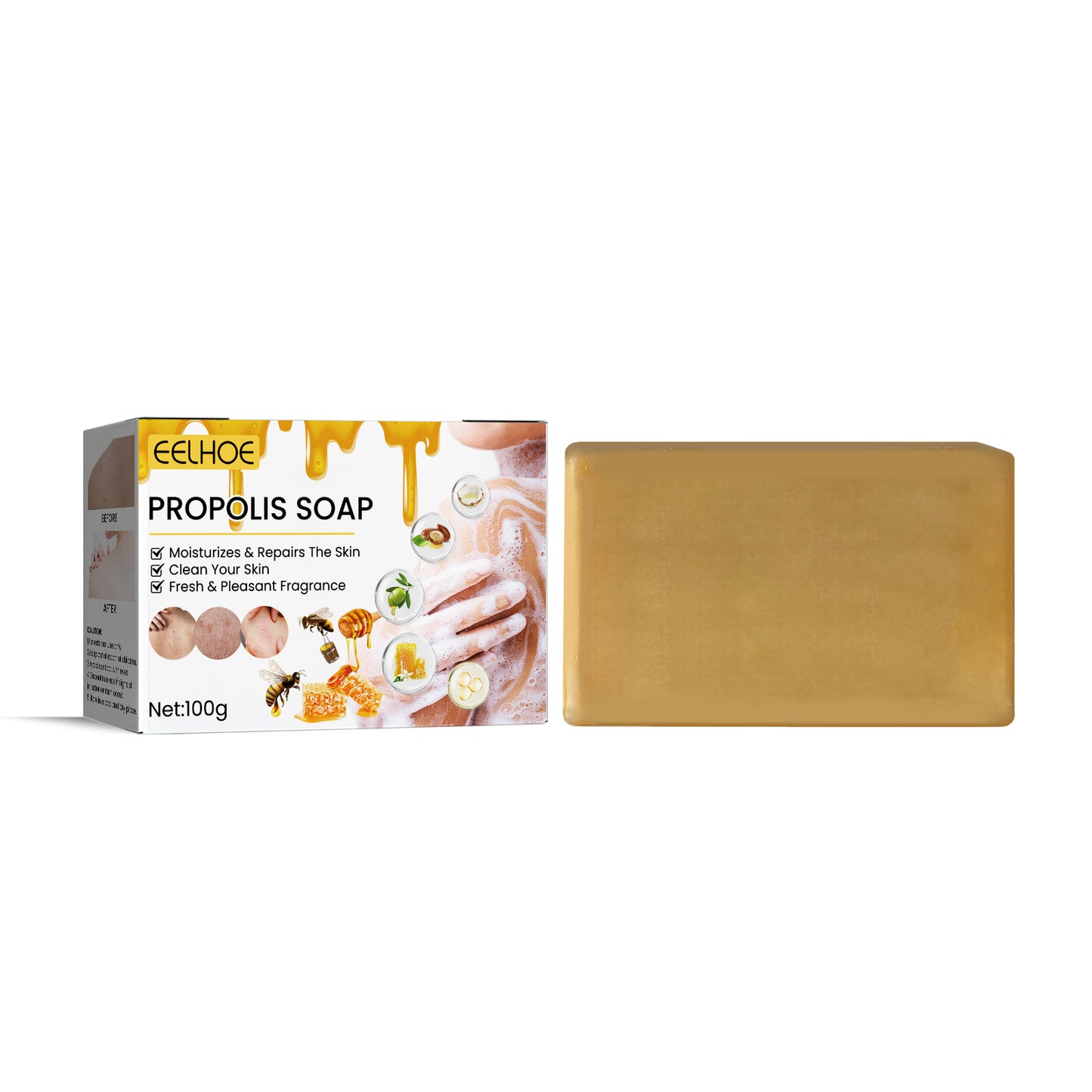 Propolis Honey Soap - Deep Cleansing & Moisturizing Body Care Bar