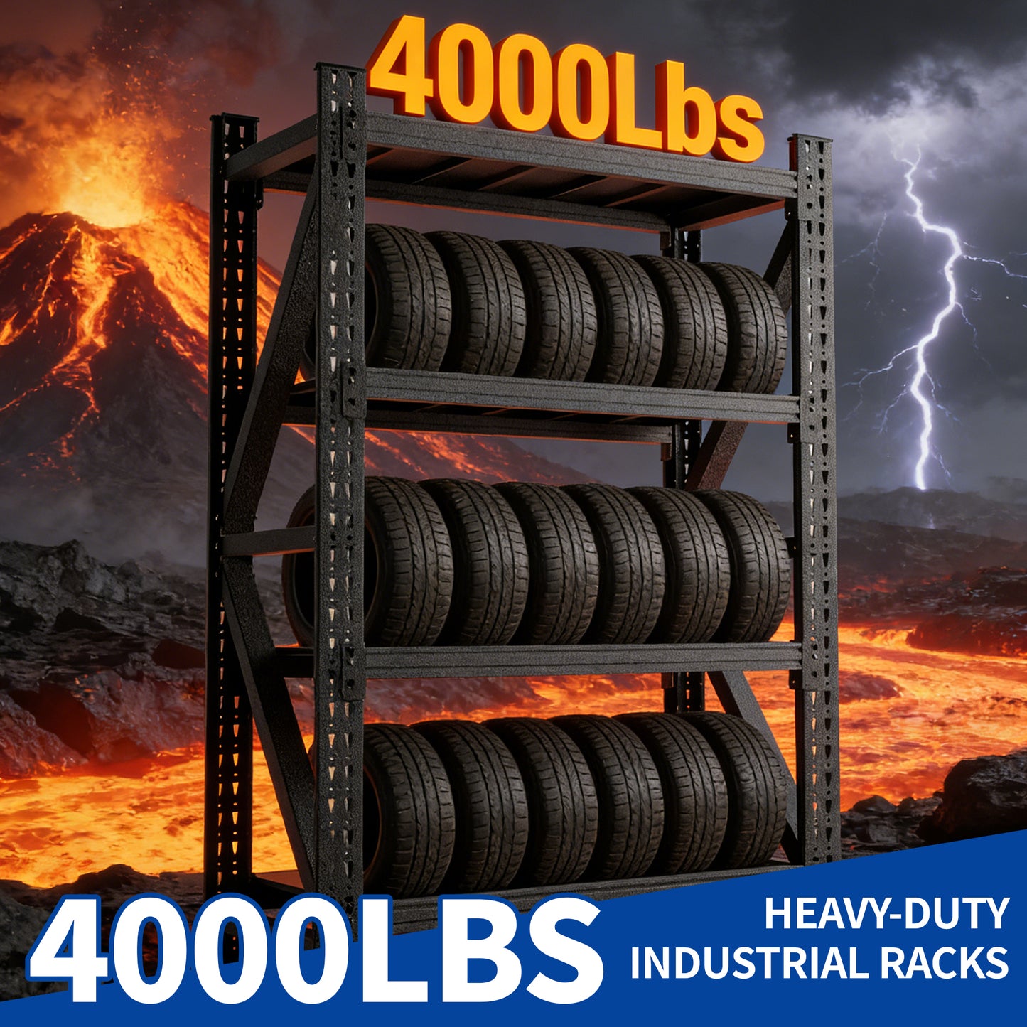 Heavy Duty Metal Adjustable Garage Shelves, 69 H X 47 W Industrial