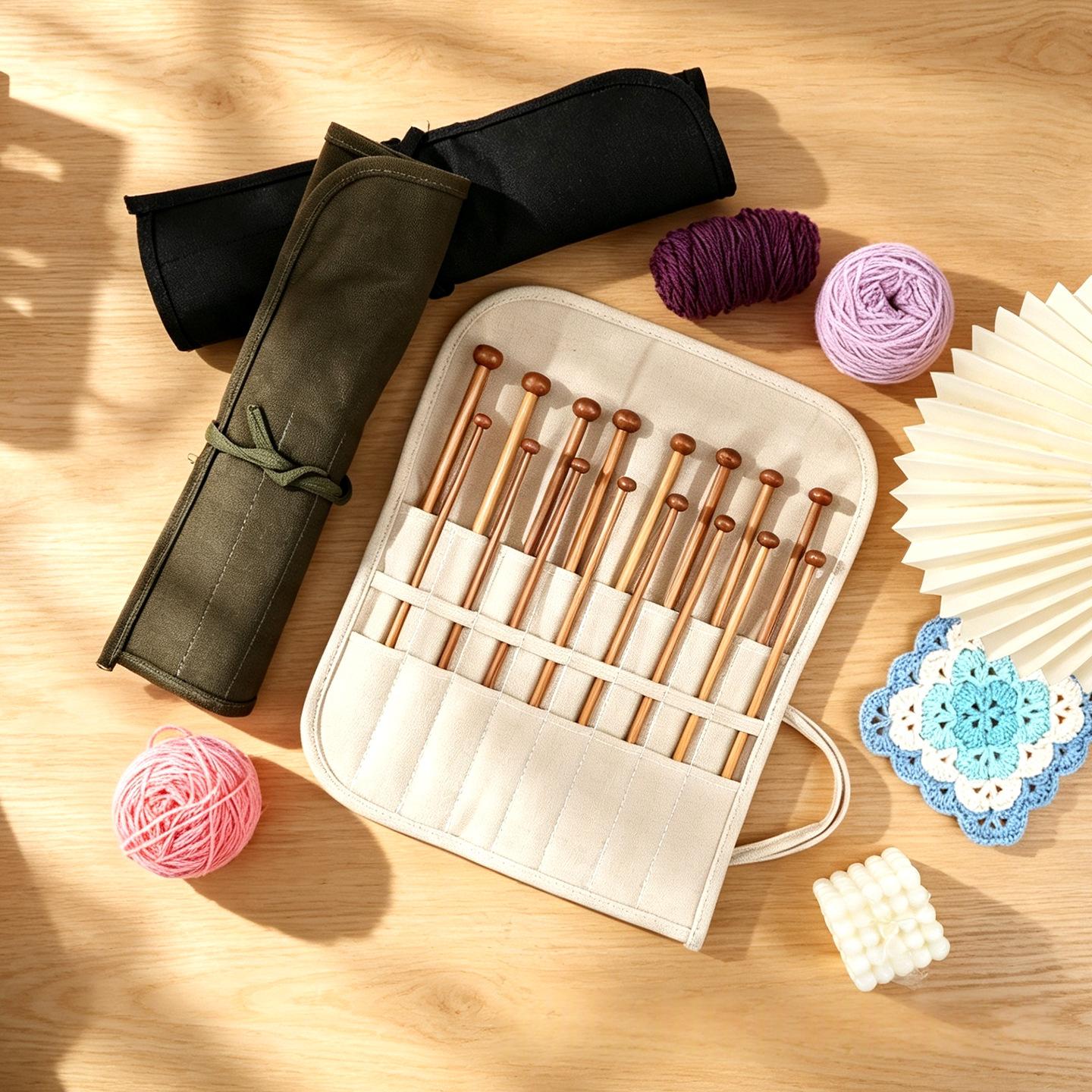 Canvas Yarn Knitting Tool Storage Bag - Multi-Color Home Organization