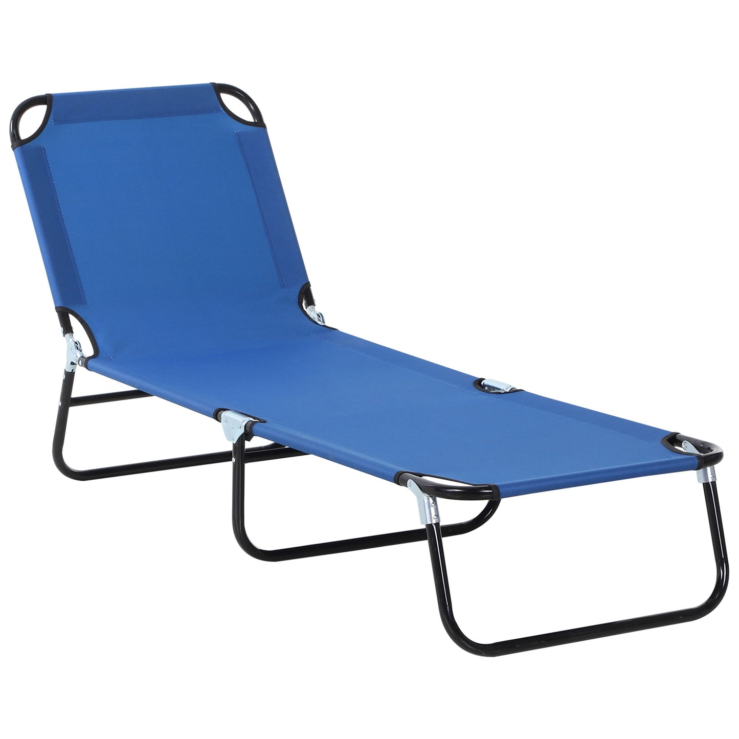 Folding Chaise Lounge Pool Chair - 5-Level Recline, Blue