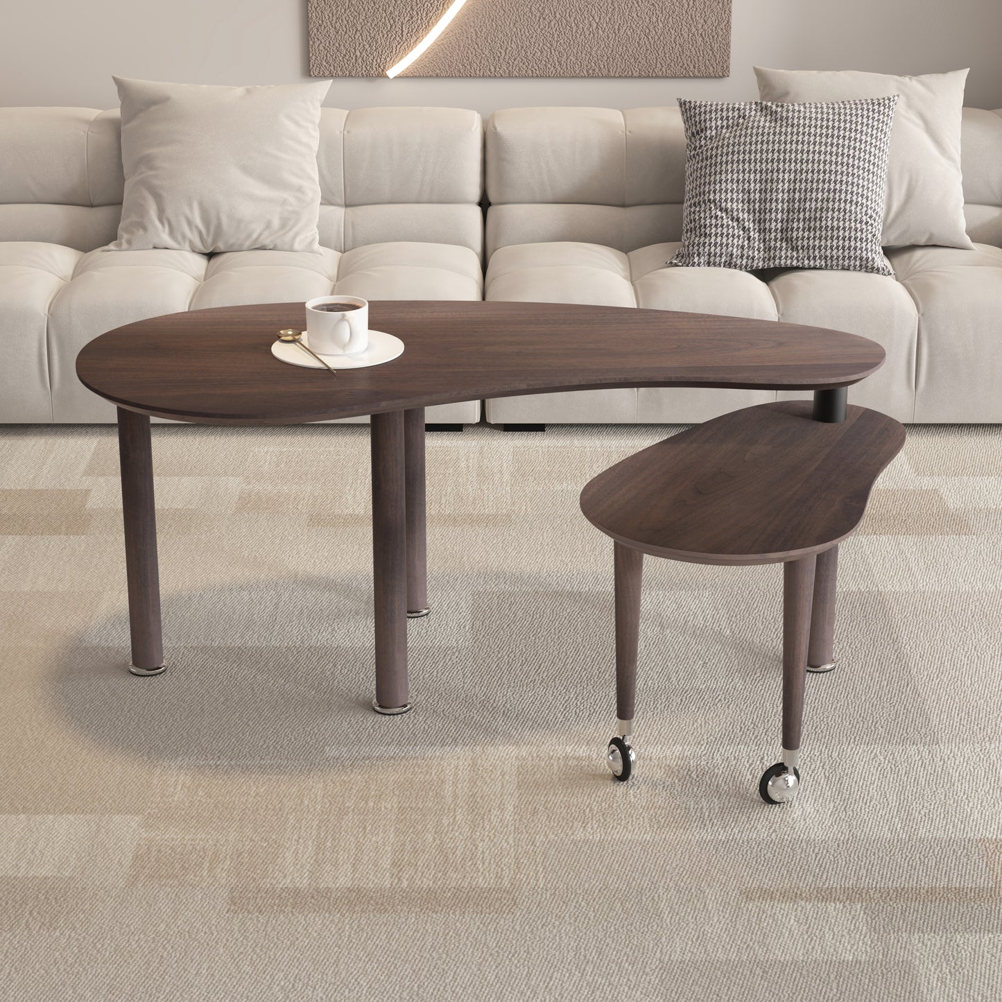 360 Degree Rotatable Coffee Table - Walnut OAK Veneer Top