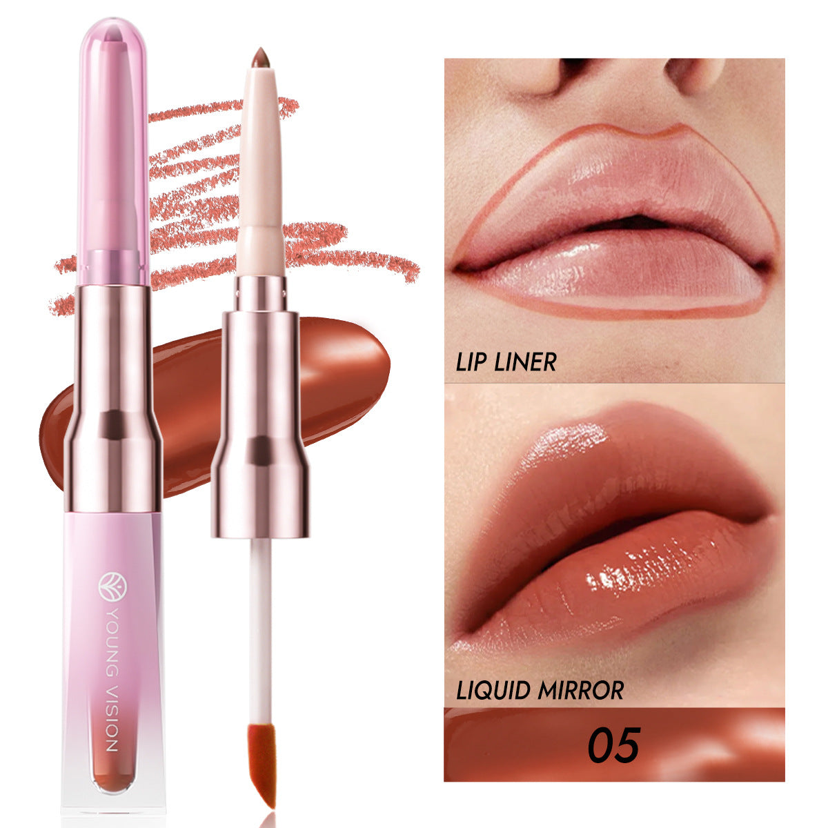 Multi-Purpose Lip Gloss Stick Set - Natural Colors, 0.2g & 5ml