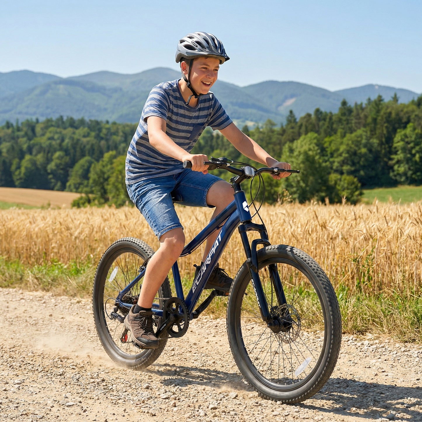 Youth Mountain Bike 24 Inch - 7 Speed, Front Suspension, Disc Brakes