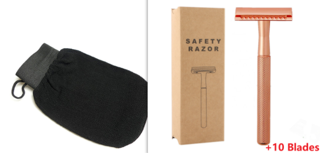 Manual Safety Razor with 5 Blades & Shower Towels
