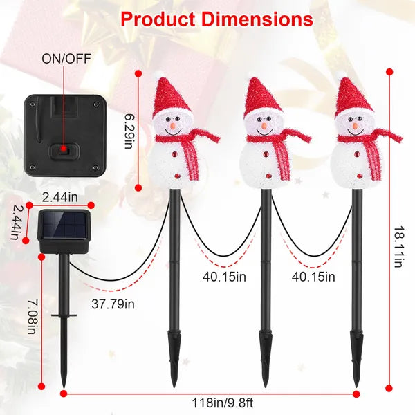 Solar Powered Snowman Stake Light - Warm White LED Christmas Decor