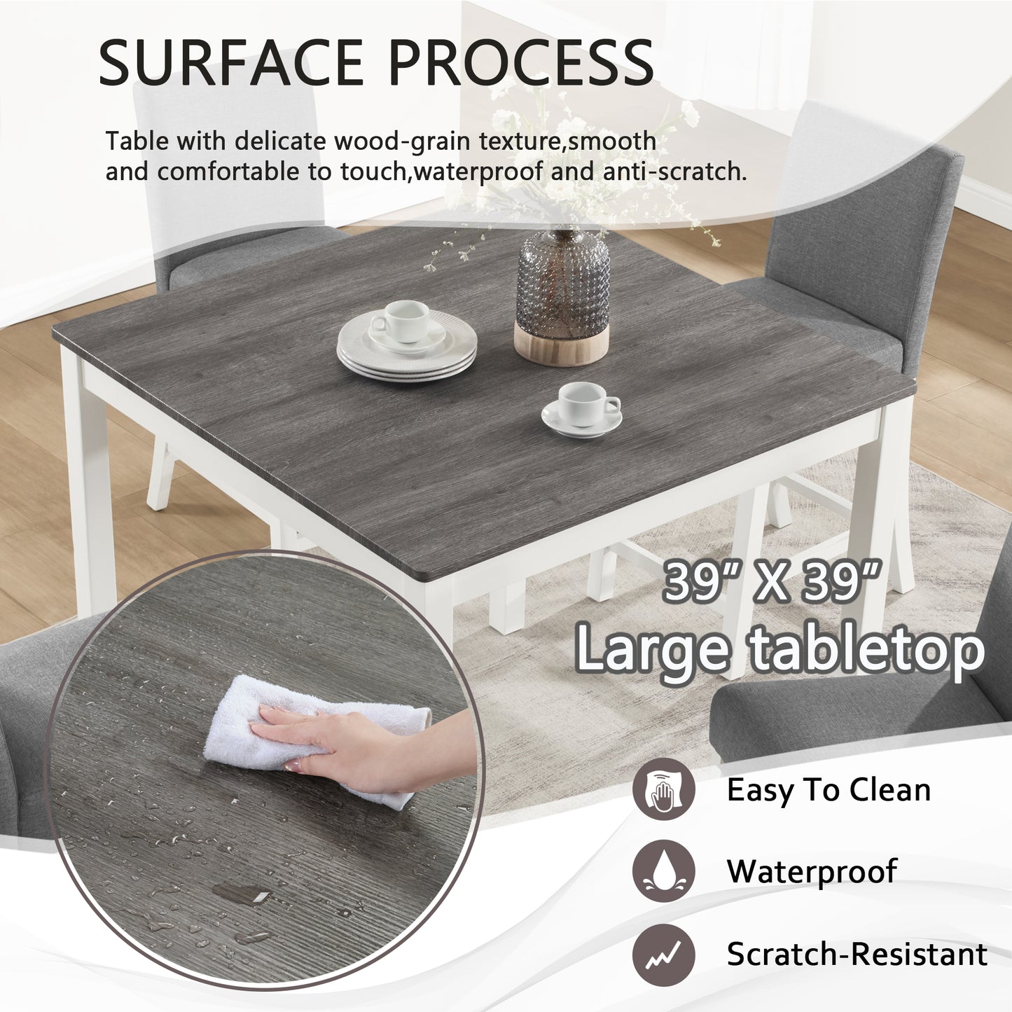 5-Piece Grey & White Counter Height Dining Table Set