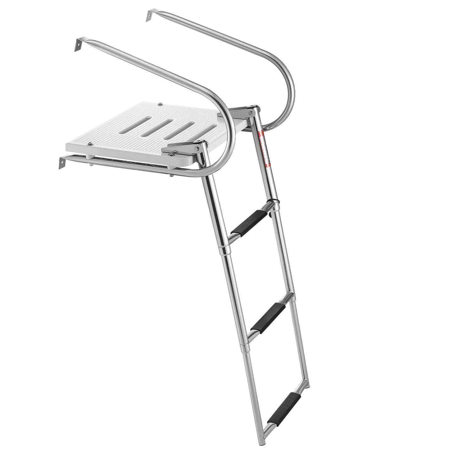 Stainless Steel Telescoping Boat Ladder with 3 Wide Anti-Slip Steps & Handrails - 400 Lbs Capacity