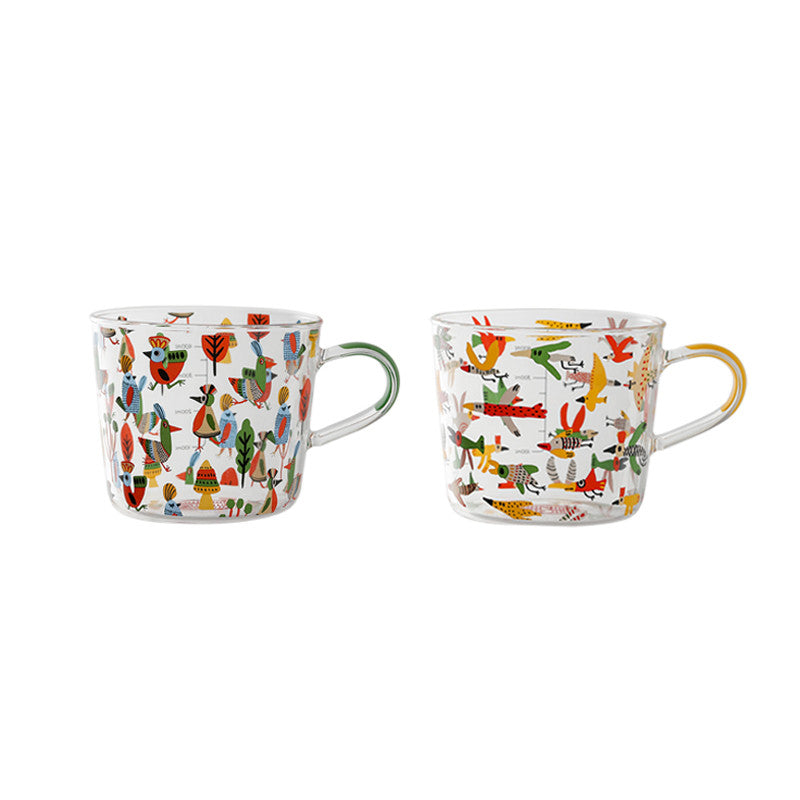 Simple Printing Glass Cup Set - Multiple Styles Home Drinkware