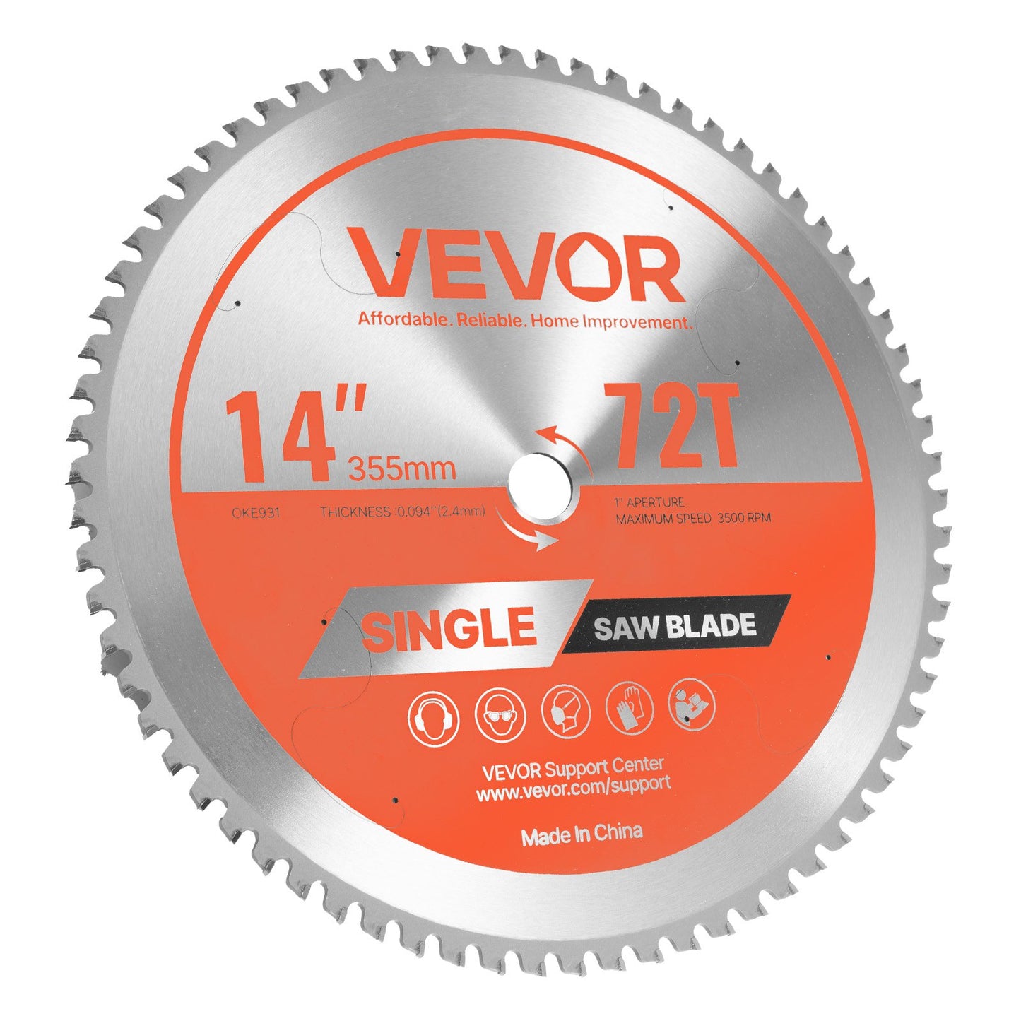 14 Inch Circular Saw Blade for Metal Cutting 72 Teeth High-Speed Power Tool Blade